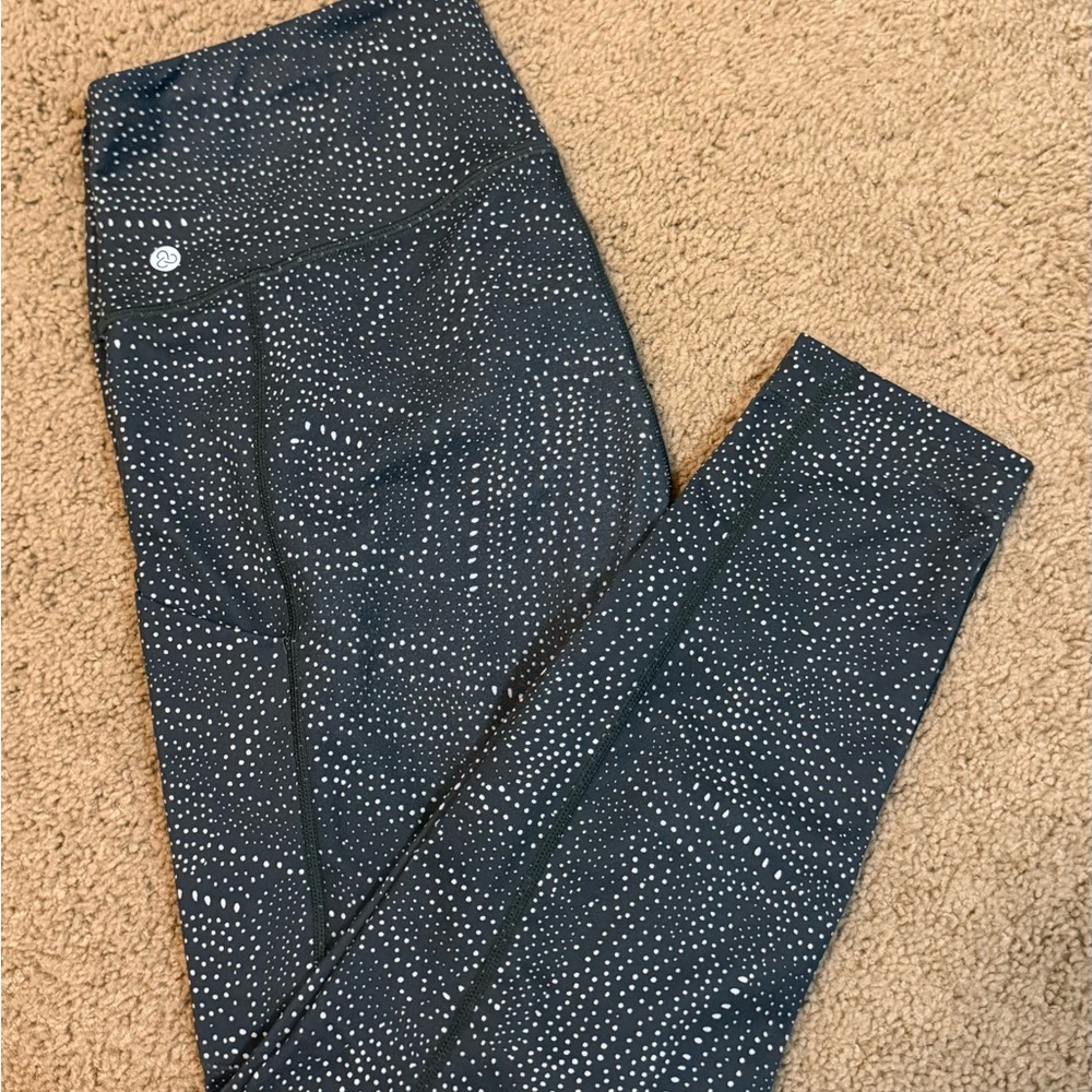 Zella Dark Green and White Dot Print Leggings